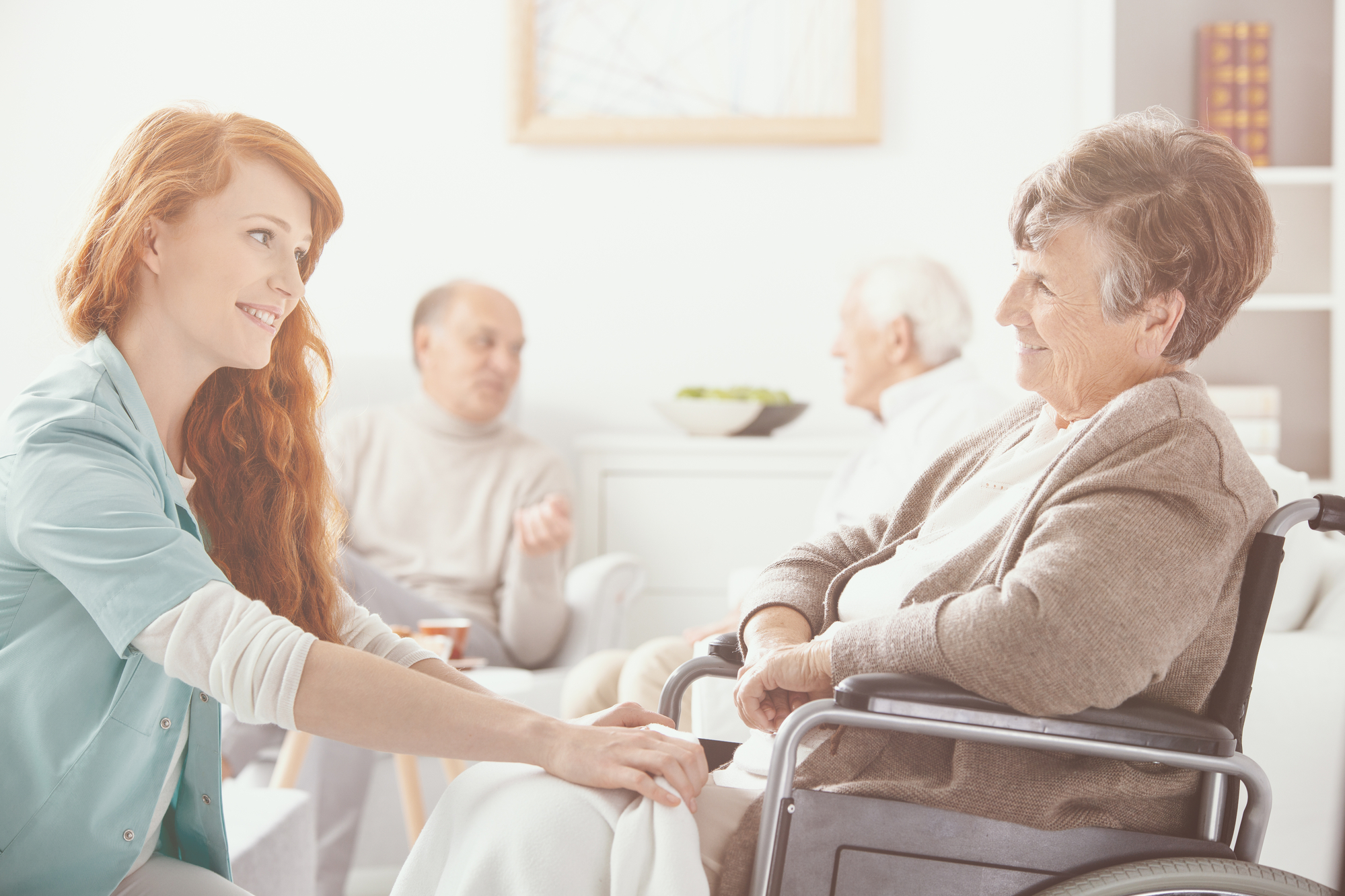 caregiver nurse helping senior with respite care in MI, OH, and FL